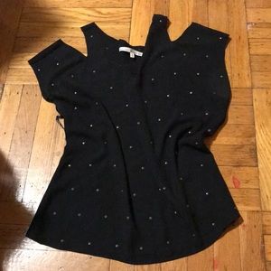 Rachel Roy.Cold shoulder sexy top w/ bronze studs